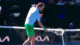 A Russian player "punished" the net while losing a match at the Australian Open.